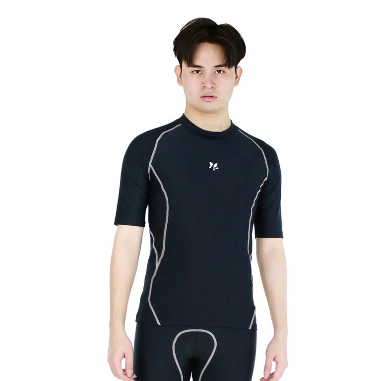 BM-A3351-L4_Black-White1.jpg Lasona Men Rash Guard Swimwear Baju Atasan Renang Pria BM-A3351-L4 - Image 1