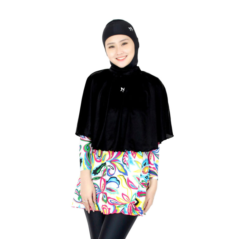 AR-CAP-008-L4_Black1.jpg Lasona Cape Burqini Swimsuit Penutup Dada Baju Renang Muslim AR-CAP-008-L4 - Gambar 1