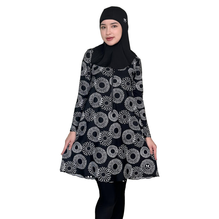 TRPM-C3332-L01539_Black1.jpg Lasona Women Burkini Hijab Swimwear Loose Style Baju Renang Muslim Wanita TRPM-C3332-L01539 - Image 1