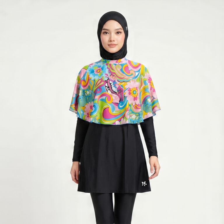 AR-CAP-008-I0068_Pink101.jpg Lasona Cape Burkini Swimsuit Penutup Dada Baju Renang Muslim AR-CAP-008-I0068 - Image 1