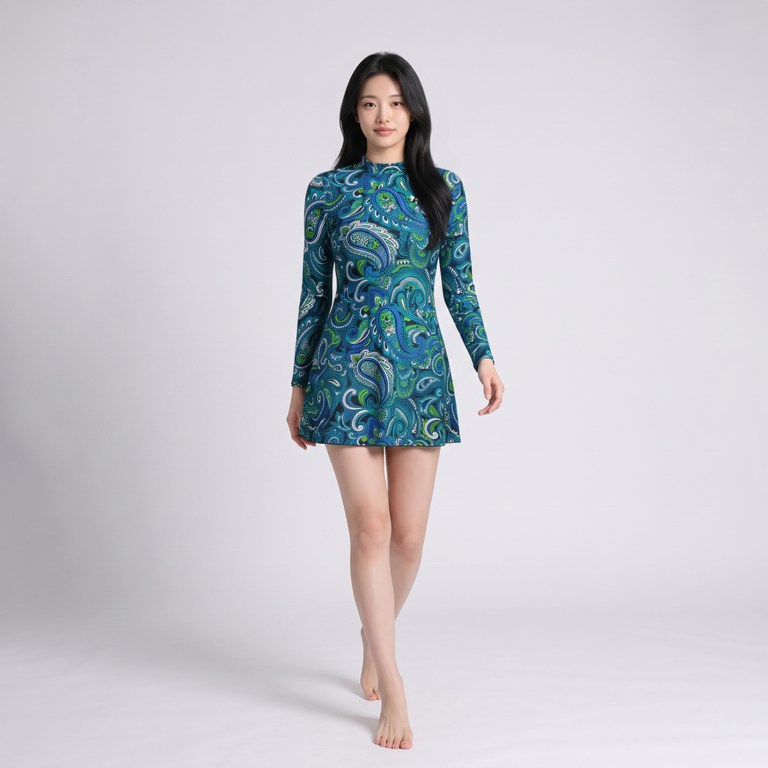 Lasona Women Swimwear Baju Renang Rok Wanita Tangan Panjang SWJ-C1578-L01531 - Image 2