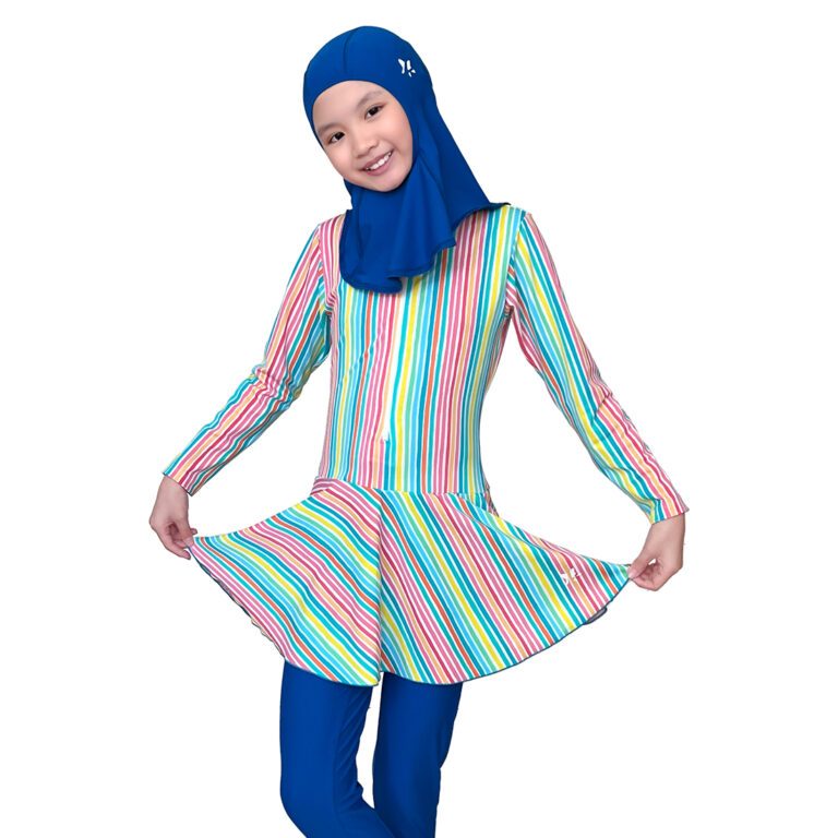 TRPM-G3344-L01913_Rainbow1.jpg Lasona Kids Burkini Hijab Swimwear Baju Renang Muslim Anak Perempuan TRPM-G3344-L01913 - Image 1